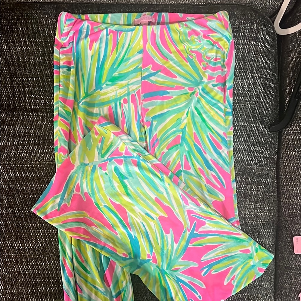 Lilly Pulitzer Pink Tropical Print Boot Cut Pants